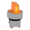 Head for illuminated selector switch, Harmony XB4, chromium metal, orange handle, 22mm, universal LED, 3 positions,