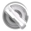 Head for illuminated selector switch, Harmony XB4, metal, white handle, 22mm, universal LED, 2 positions, stay put