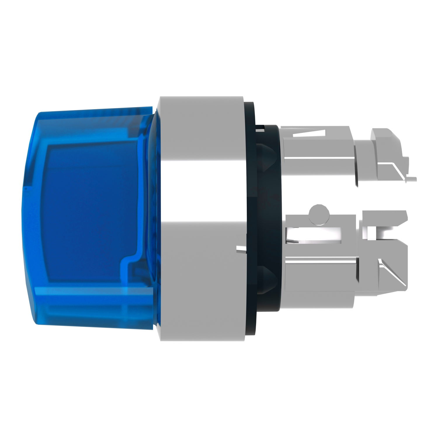 Head for illuminated selector switch, Harmony XB4, chromium metal, blue handle, 22mm, universal LED, 2 positions – Image 7 of 9