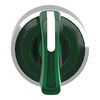 Head for illuminated selector switch, Harmony XB4, metal, green handle, 22mm, universal LED, 3 positions, stay put