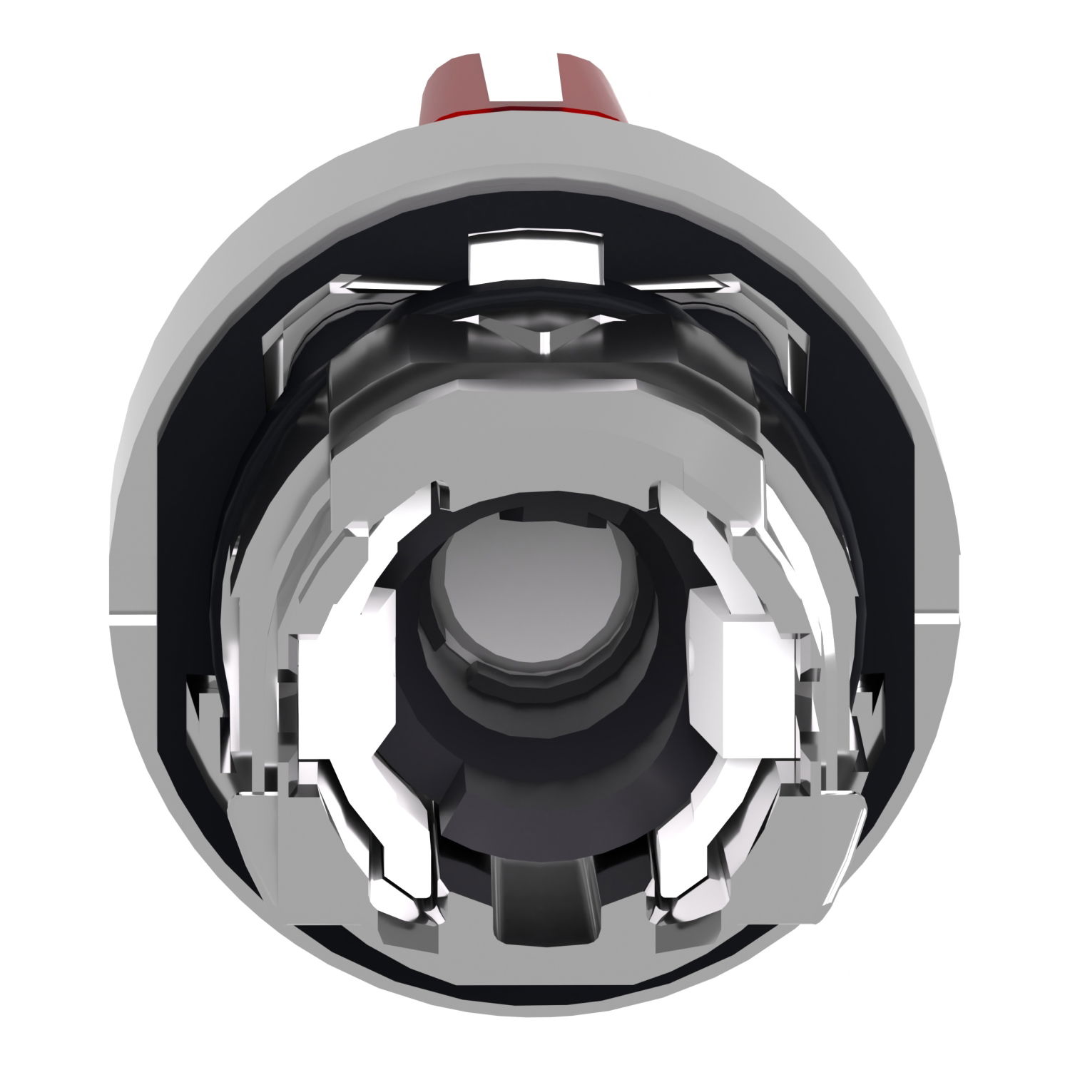 Head for illuminated selector switch, Harmony XB4, chromium metal, red handle, 22mm, universal LED, 3 positions, – Image 2 of 9