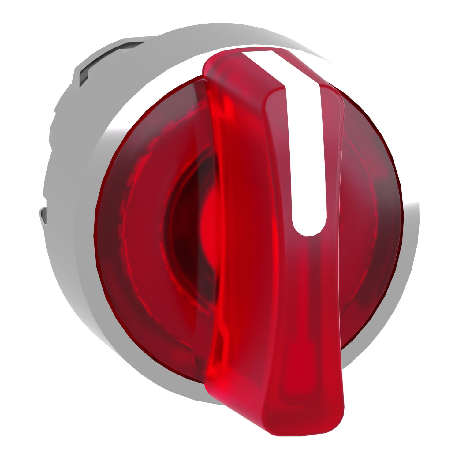 Head for illuminated selector switch, Harmony XB4, chromium metal, red handle, 22mm, universal LED, 3 positions,