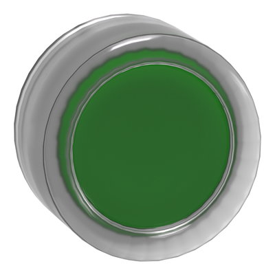 Head for non illuminated push button, Harmony XB4, green flush, 22mm, spring return, clear boot, unmarked