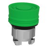 Green flush pushbutton head Ø22 spring return unmarked