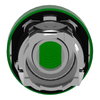 Head for pilot light, Harmony XB4, metal, green, 22mm, universal LED, grooved lens