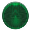 Head for pilot light, Harmony XB4, metal, green, 22mm, universal LED, grooved lens