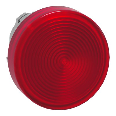 Head for pilot light, Harmony XB4, metal, red, 22mm, universal LED, grooved lens
