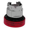 Head for pilot light, Harmony XB4, metal, red, 22mm, universal LED, grooved lens