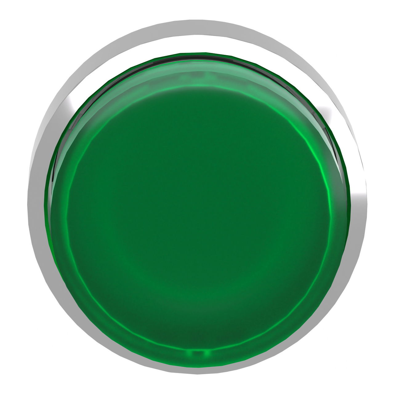 Head for illuminated push button, Harmony XB4, metal, green projecting, 22mm, universal LED, spring return, plain lens – Image 4 of 9