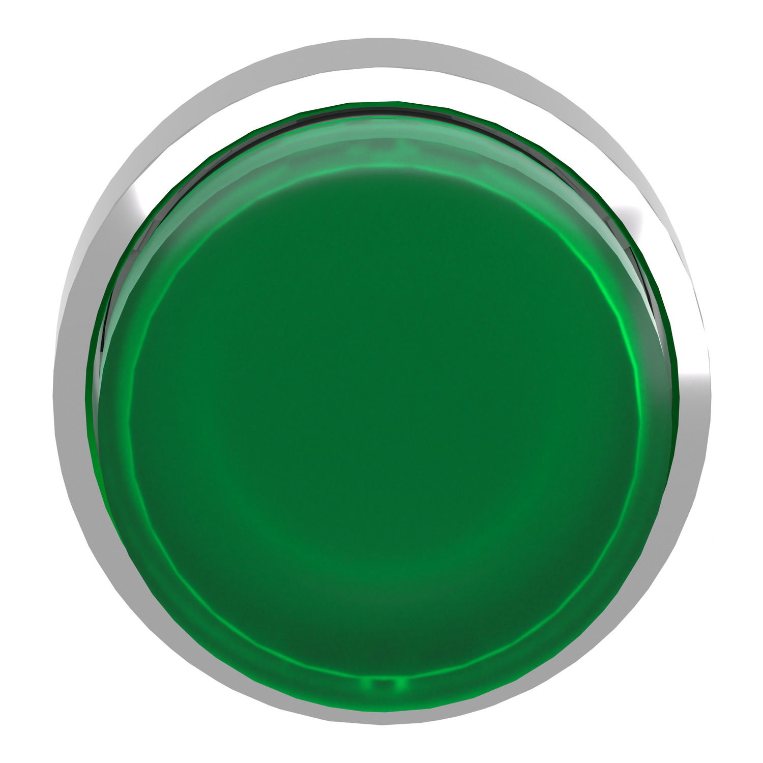 Head for illuminated push button, Harmony XB4, metal, green projecting, 22mm, universal LED, spring return, plain lens – Image 4 of 9