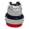 Head for illuminated push button, Harmony XB4, metal, red projecting, 22mm, universal LED, spring return, plain lens