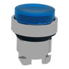 Head for illuminated push button, Harmony XB4, metal, blue projecting, 22mm, spring return, universal LED, unmarked