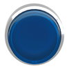 Head for illuminated push button, Harmony XB4, metal, blue projecting, 22mm, spring return, universal LED, unmarked
