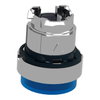 Head for illuminated push button, Harmony XB4, metal, blue projecting, 22mm, spring return, universal LED, unmarked