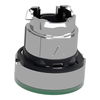 Head for illuminated push button, Harmony XB4, metal, green flush, 22mm, universal LED, spring return, grooved lens
