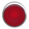 Head for illuminated push button, Harmony XB4, metal, red flush, 22mm, universal LED, spring return, grooved lens