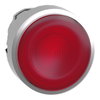 Head for illuminated push button, Harmony XB4, metal, red flush, 22mm, universal LED, spring return, grooved lens