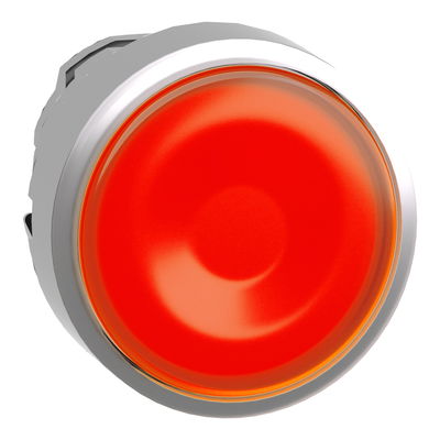 Head for illuminated push button, Harmony XB4, metal, orange flush, 22mm, universal LED, spring return, plan lens