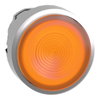 Head for illuminated push button, Harmony XB4, metal, orange flush, 22mm, universal LED, spring return, grooved lens