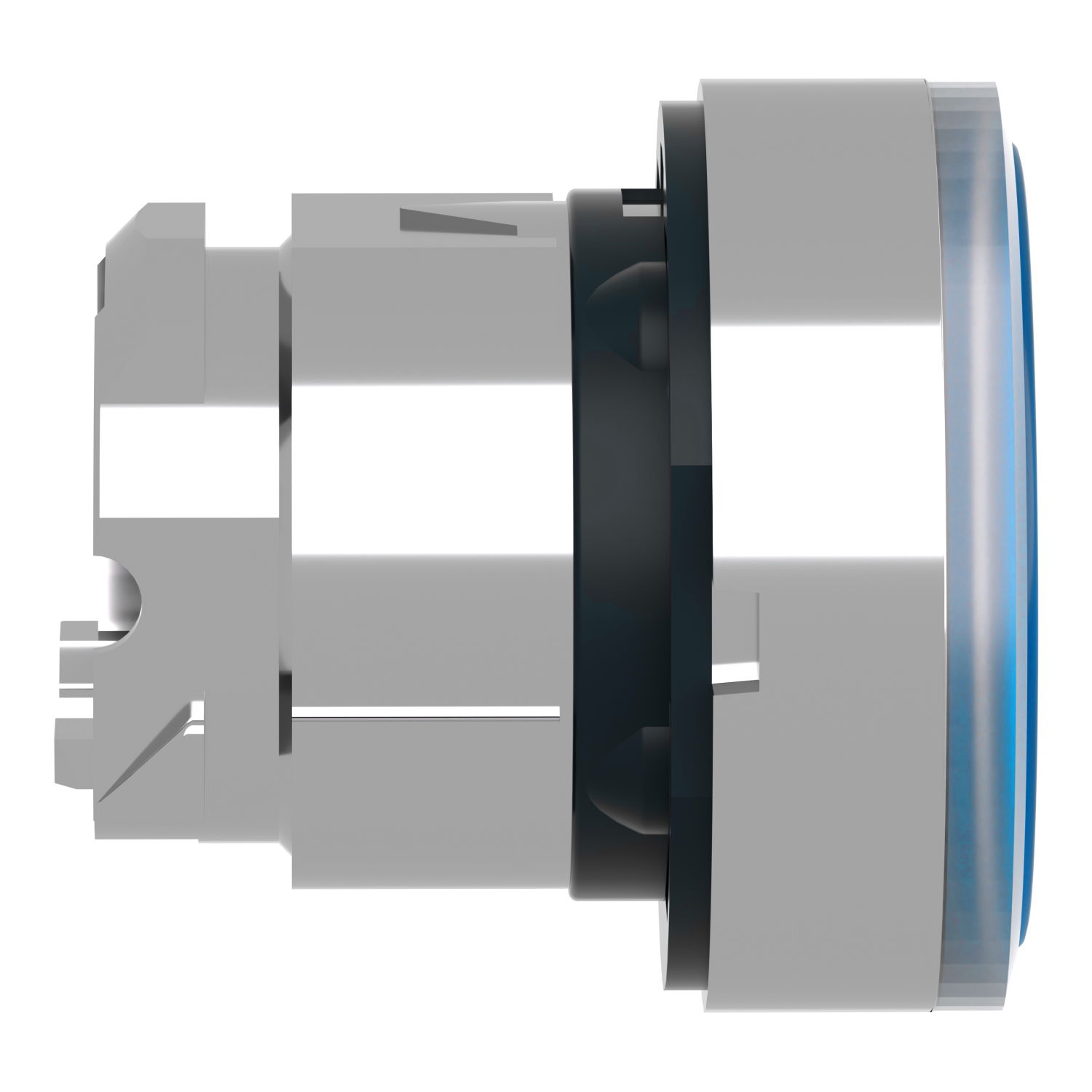 Head for illuminated push button, Harmony XB4, metal, blue flush, 22mm, universal LED, spring return, plan lens, unmarked – Image 6 of 9
