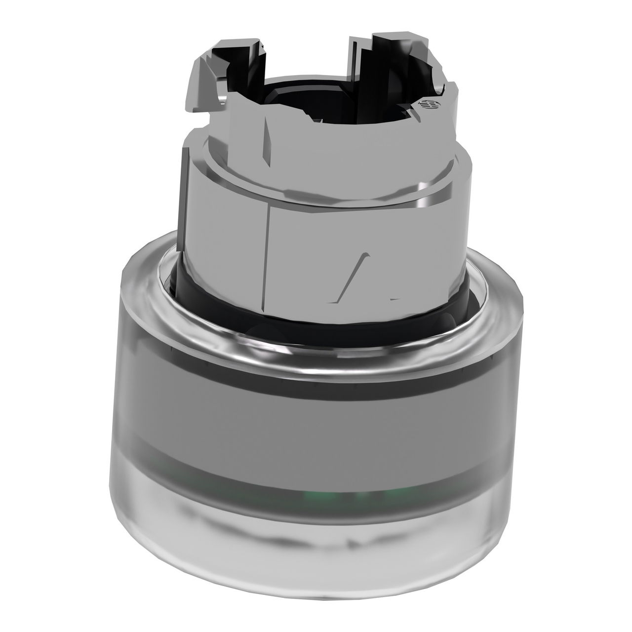 Head for illuminated push button, Harmony XB4, metal, green flush, 22mm, universal LED, spring return, clear boot – Image 5 of 9