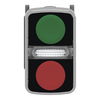 Green flush/red flush illuminated double-headed pushbutton Ø22 unmarked