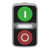Green flush/red flush illuminated double-headed pushbutton Ø22 with marking