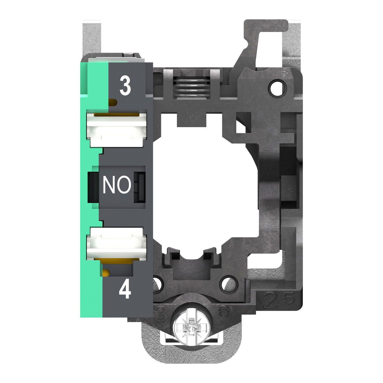 Complete body contact assembly, Harmony XB4, single contact, with fixing collar, metal, 1 NO, compact push in terminals – Image 2 of 10