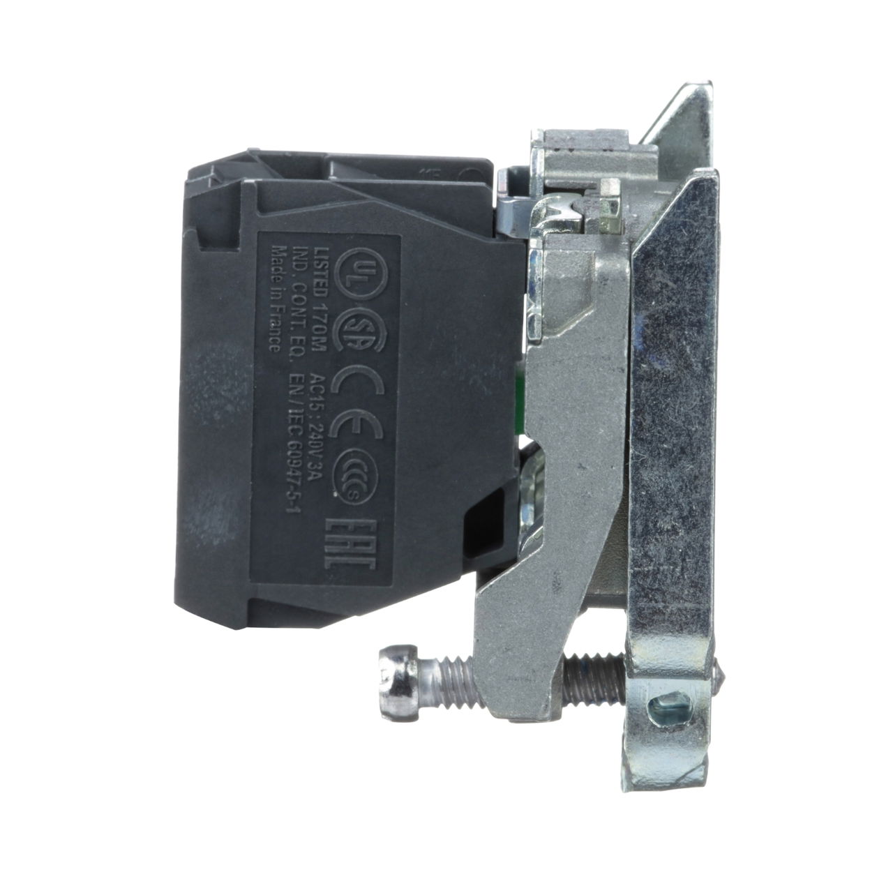 Single contact block with body/fixing collar, metal, screw clamp terminal, 1 NO – Image 4 of 7