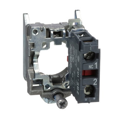 Single contact block with body/fixing collar, metal, screw clamp terminal, 1 NC
