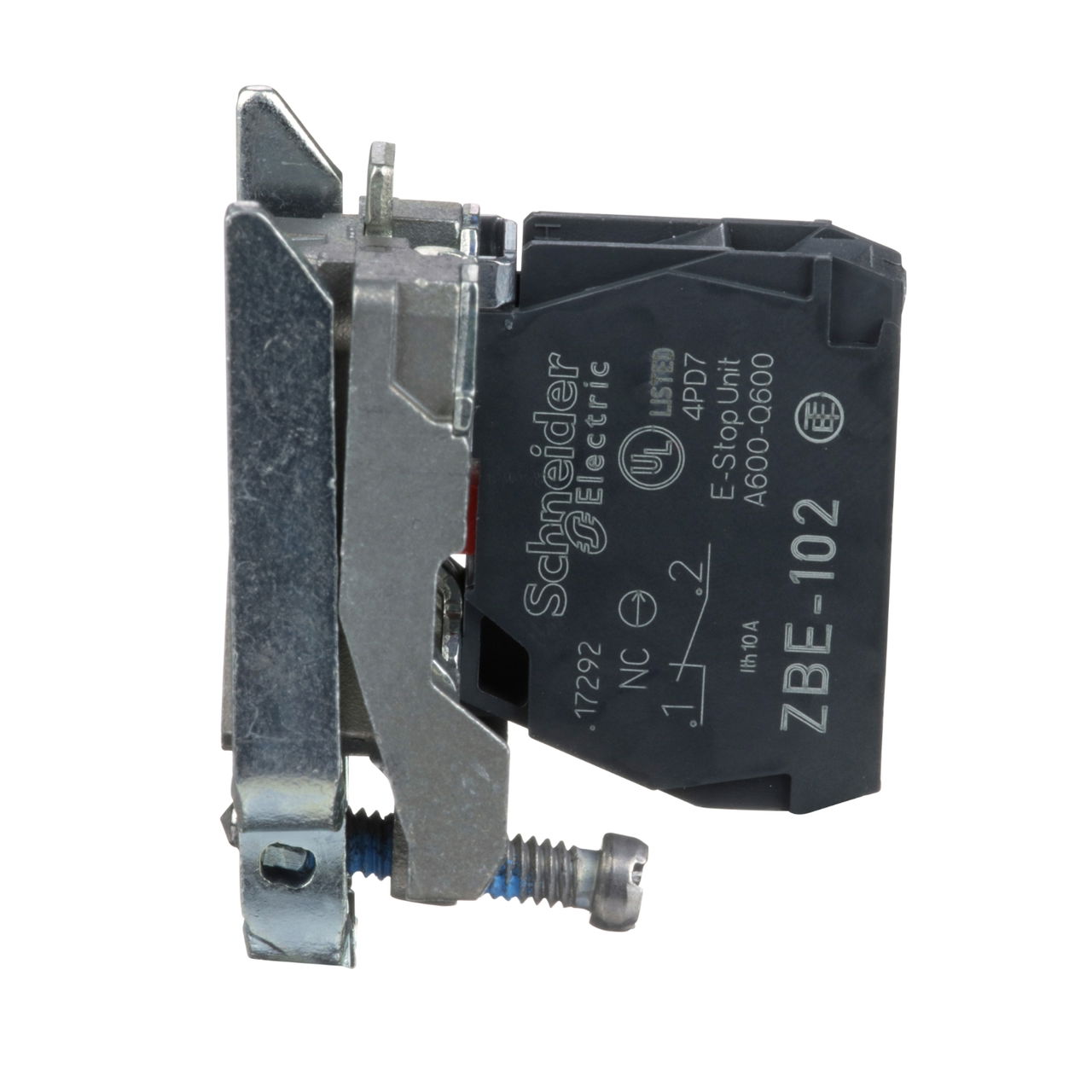 Single contact block with body/fixing collar, metal, screw clamp terminal, 1 NC – Image 5 of 7