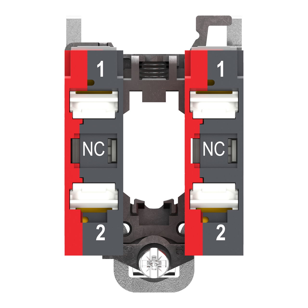 Complete body contact assembly, Harmony XB4, single contact, with fixing collar, metal, 2 NC, compact push in terminals – Image 2 of 10
