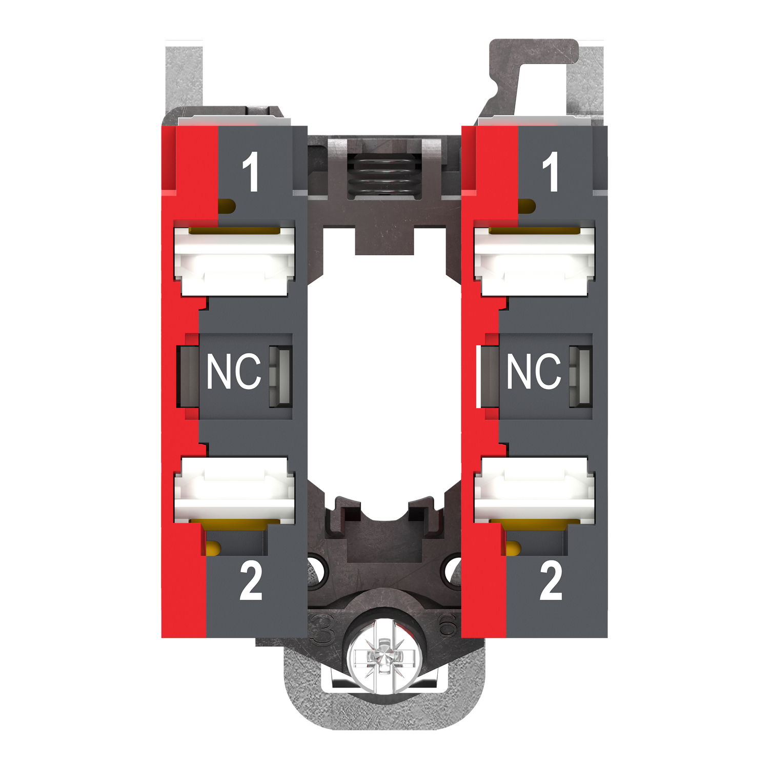 Complete body contact assembly, Harmony XB4, single contact, with fixing collar, metal, 2 NC, compact push in terminals – Image 2 of 10