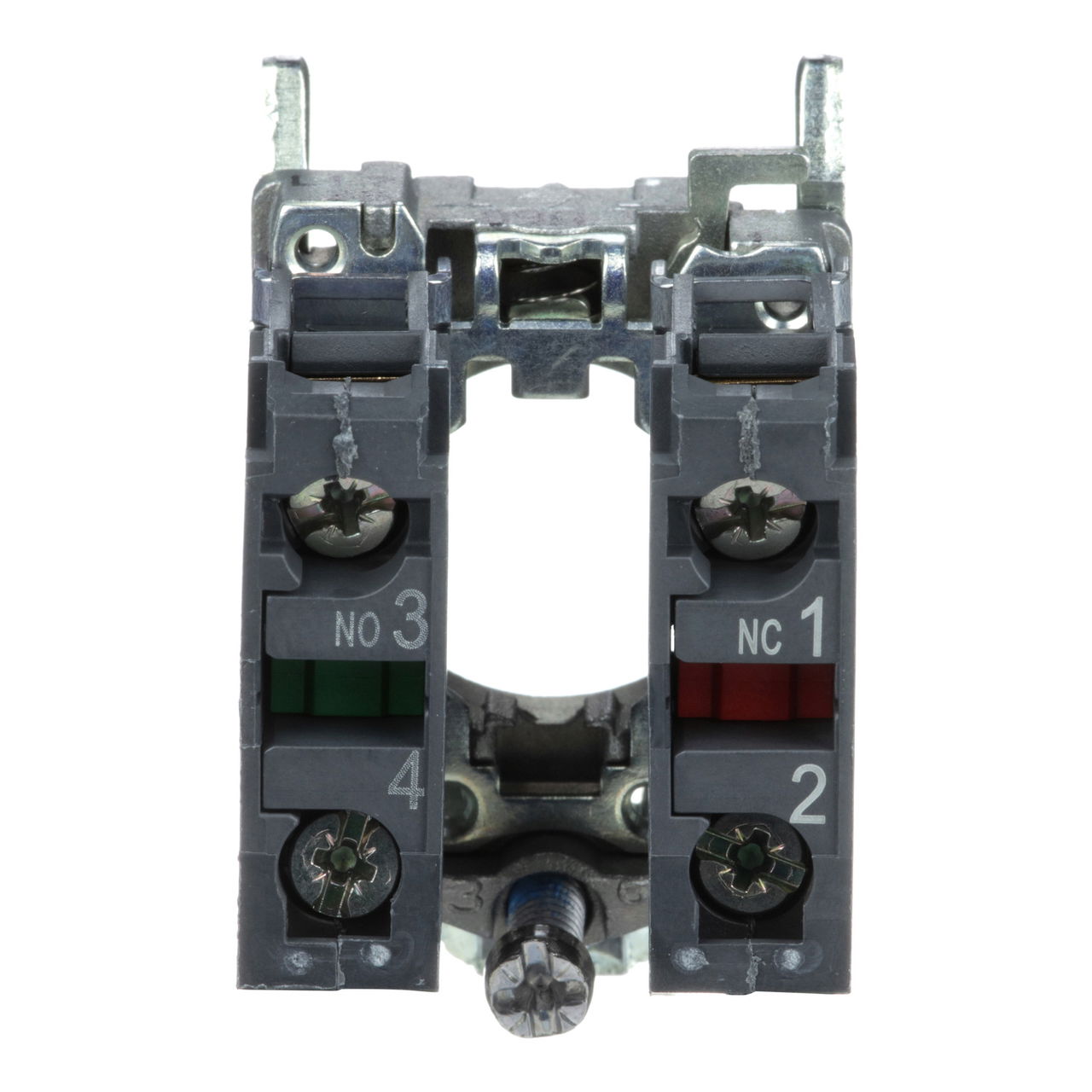 Single contact block with body/fixing collar, metal, screw clamp terminal, 1 NO + 1 NC – Image 2 of 7