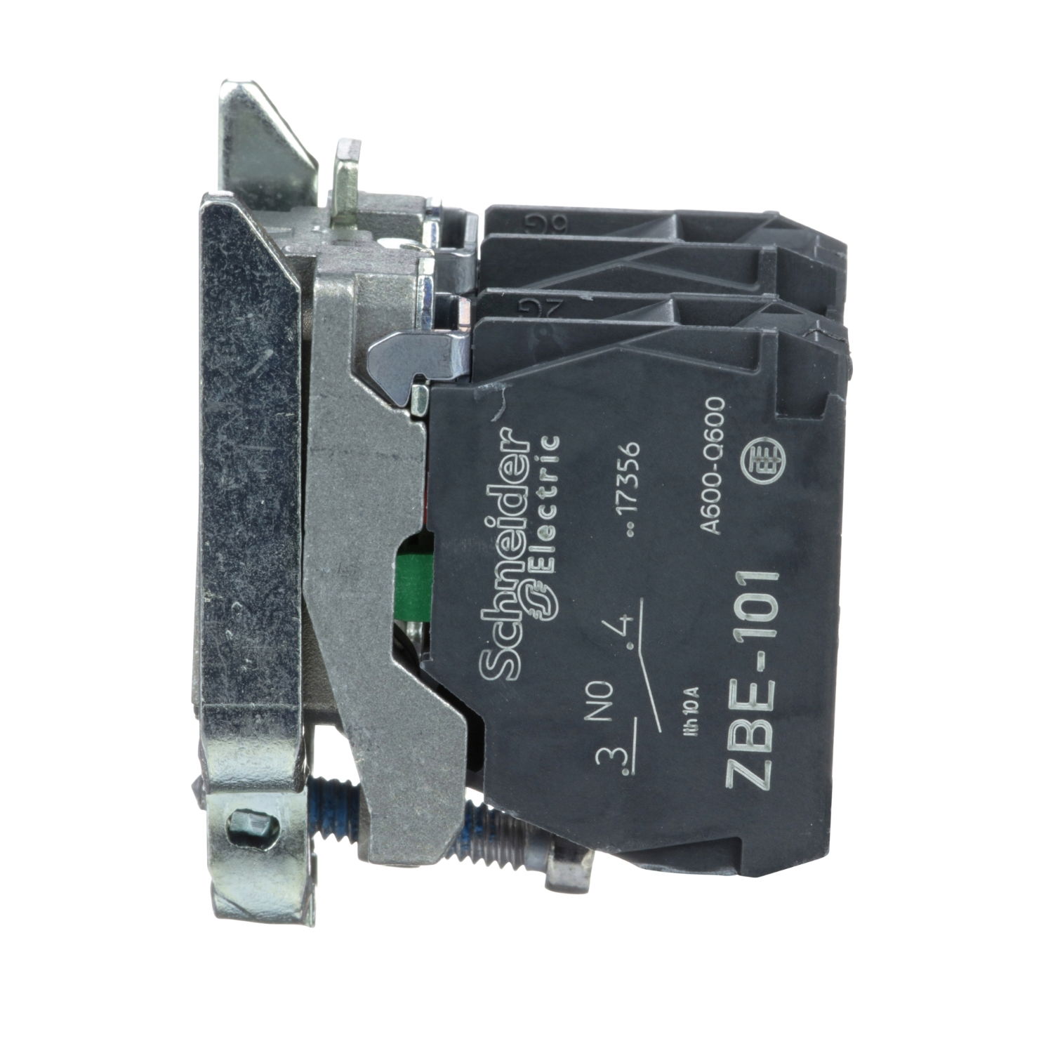 Single contact block with body/fixing collar, metal, screw clamp terminal, 1 NO + 1 NC – Image 5 of 7
