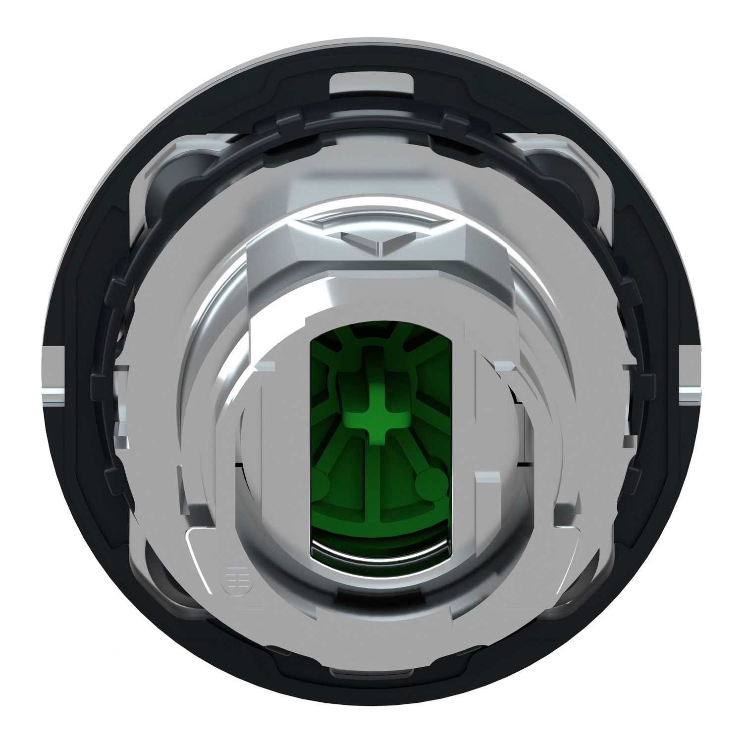 Harmony XB4, Flush mounted push button head, metal, green, Ø30, spring return, marked I – Image 2 of 8