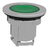 Head for illuminated push button, Harmony XB4, metal, green flush mounted, 30mm, universal LED, unmarked