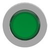 Head for illuminated push button, Harmony XB4, metal, green flush mounted, 30mm, universal LED, unmarked