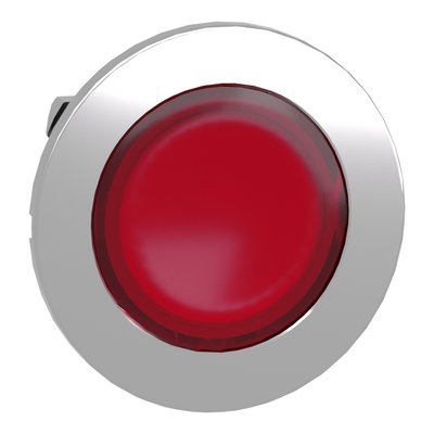 Head for illuminated push button, Harmony XB4, metal, red flush mounted, 30mm, universal LED, unmarked