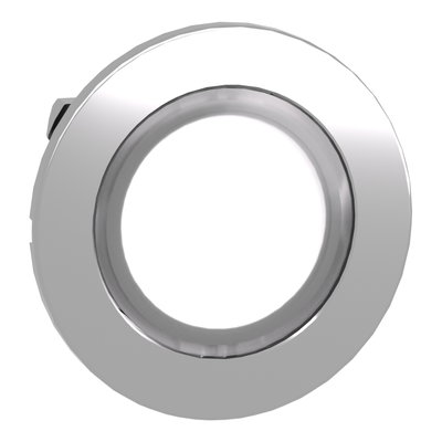 Head for illuminated push button, Harmony XB4, metal, white flush mounted, 30mm, universal LED, for legend of insertion