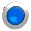 Head for illuminated push button, Harmony XB4, metal, blue flush mounted, 30mm, universal LED, for legend of insertion