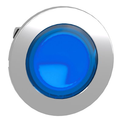 Head for illuminated push button, Harmony XB4, metal, blue flush mounted, 30mm, universal LED, for legend of insertion