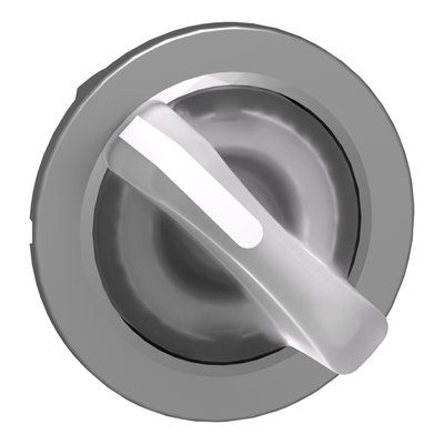 Head for illuminated selector switch, Harmony XB4, metal, white handle, 30mm, universal LED, 2 positions, stay put