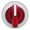 Head for illuminated selector switch, Harmony XB4, metal, red handle, flush mounted, 30mm, universal LED, 3 positions