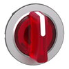 Head for illuminated selector switch, Harmony XB4, metal, red handle, flush mounted, 30mm, universal LED, 3 positions