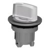 Head for illuminated selector switch, Harmony XB4, metal, white handle, 30mm, universal LED, 2 positions, stay put