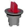 Head for illuminated selector switch, Harmony XB4, metal, red handle, flush mounted, 30mm, universal LED, 3 positions