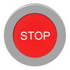 Harmony XB4, Flush mounted projecting push button head, metal, red, Ø30, spring return, marked STOP