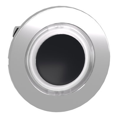 Head for illuminated push button, Harmony XB4, plastic, white flush, 30mm, universal LED, spring return, illuminated ring