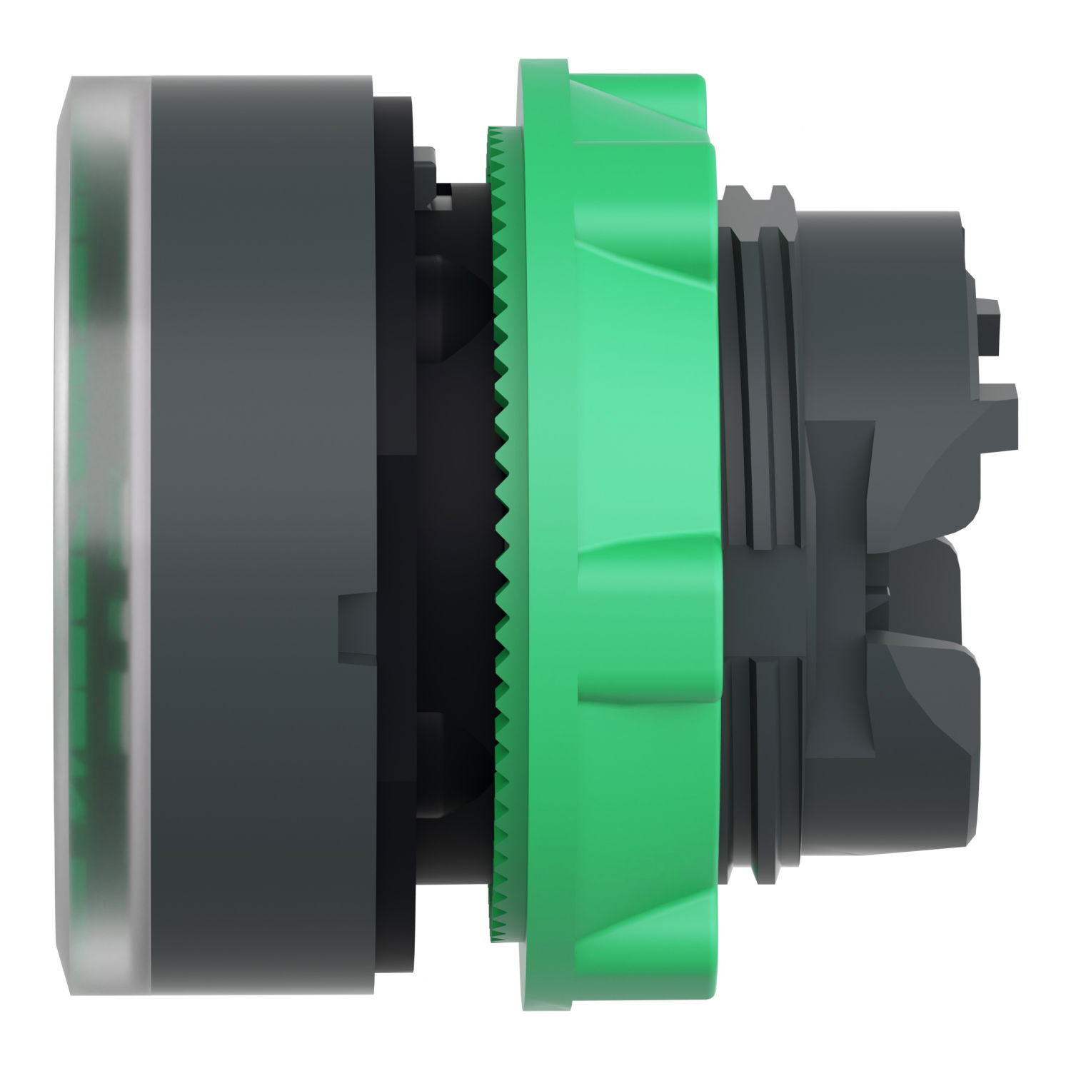 Head for illuminated push button, Harmony XB5, plastic, green flush, 22mm, universal LED, for insetion of legend – Image 7 of 9